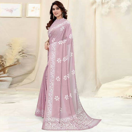 Women's Partywear Designer Pink Chinon Shiffon Fancy Saree - Dyuti