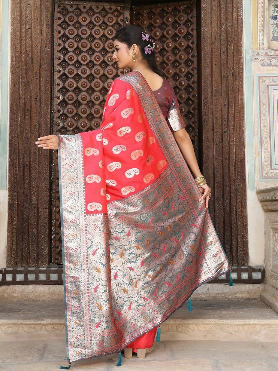 Shree Shyam Fashion Red Silk Saree
