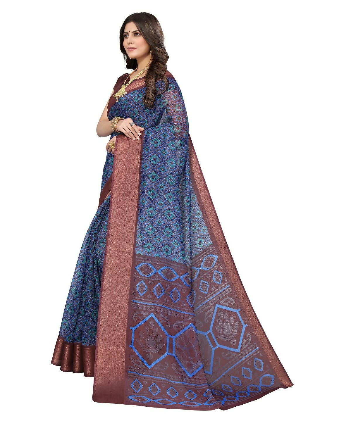 Vamika Cotton Blue Jari Border Bollywood Style Saree (VASU BLUE)