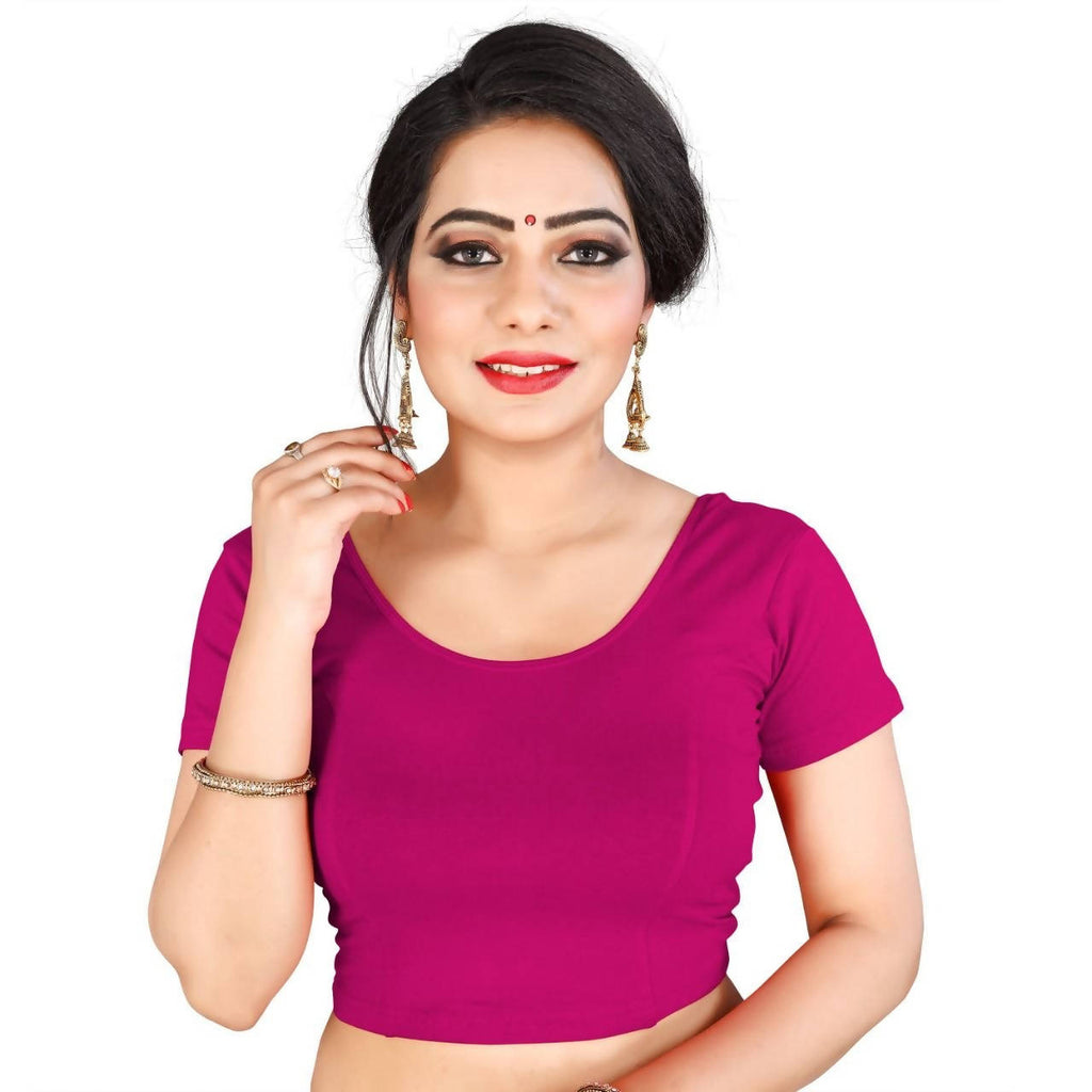Vamika Magenta Lycra Plain Blouse