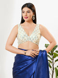 Joban Fashion Gold Sequins Padded Blouse With V Neck Sleeveless