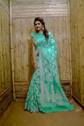 Partywear Designer Rama Jamdani contton Fancy Saree - Starwalk