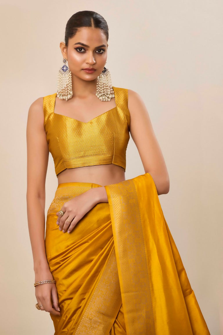 Yellow Dolla Silk Wevon Galla Designer Saree - Zeel