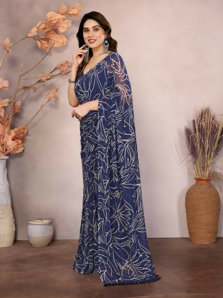 Partywear Designer Georgette Blue Fancy Saree - Durga