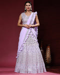 Lavender Pure Viscose Georgette Thread With Sequins Embroidery Work Lehenga Choli With Dupatta - Tanya