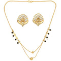 AanyaCentric Gold-Polished Short Mangalsutra Set with Earrings