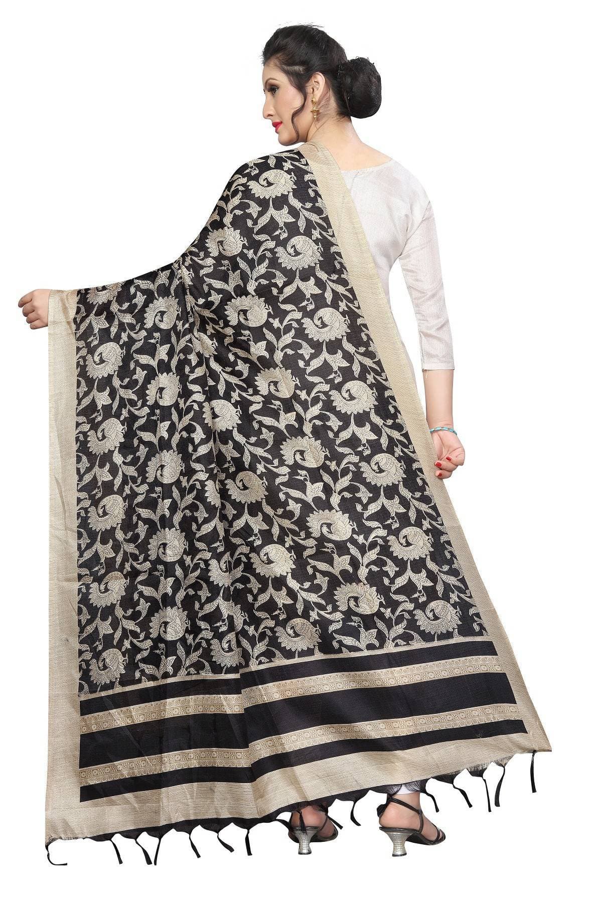 Vamika Peacock Printed Khadi Bhagalpuri Dupatta