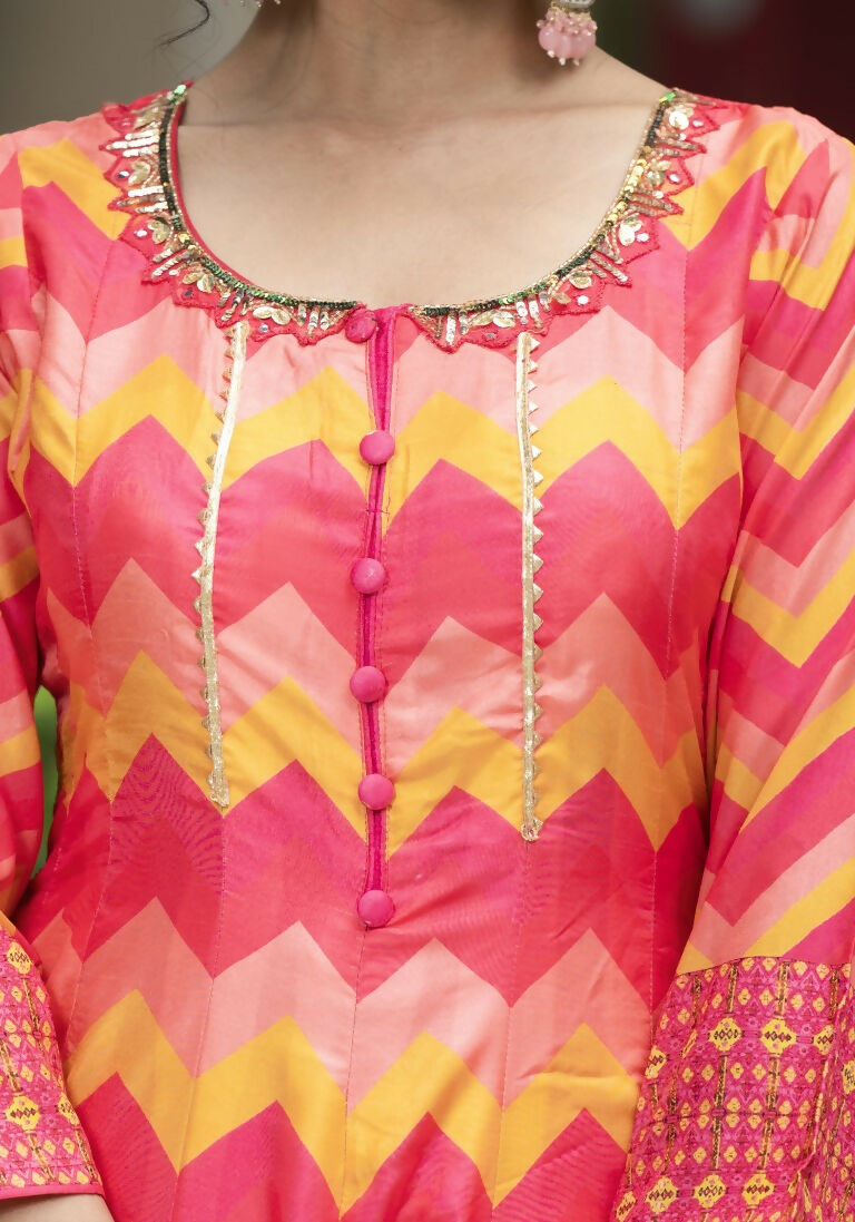 Wedding Designer Multi Soft Dola Silk Anarkali suit with Dupatta - Samanta