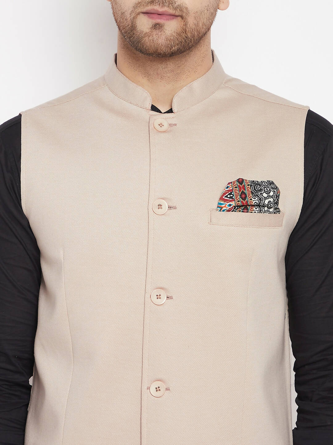 Even Apparels Cream Merino Men Woven Nehru Jacket BF715