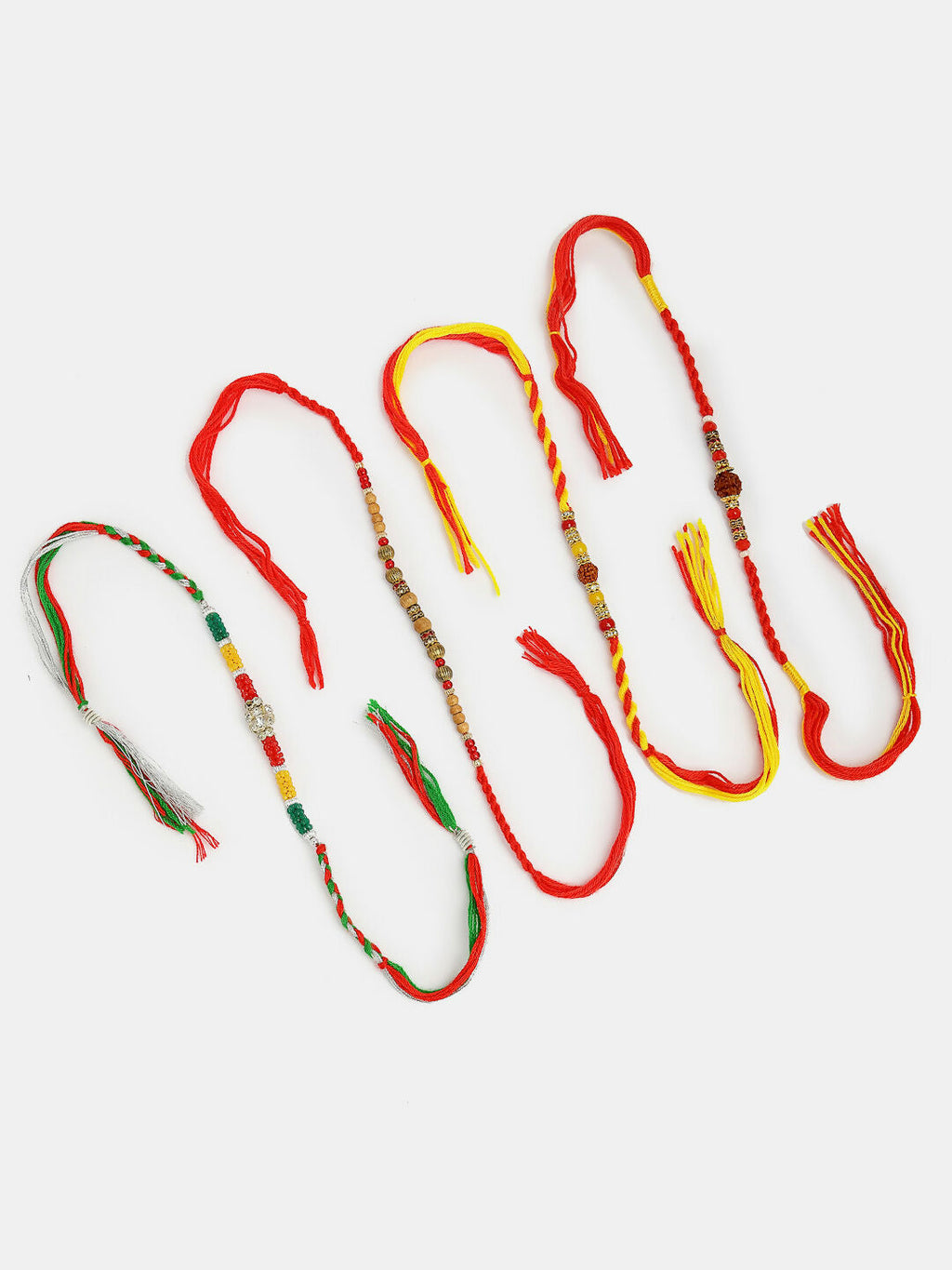 NVR Women & Men Set of 4 Multicolor Artificial stone and beads Rakhi With Roli Chawal & Chocolate