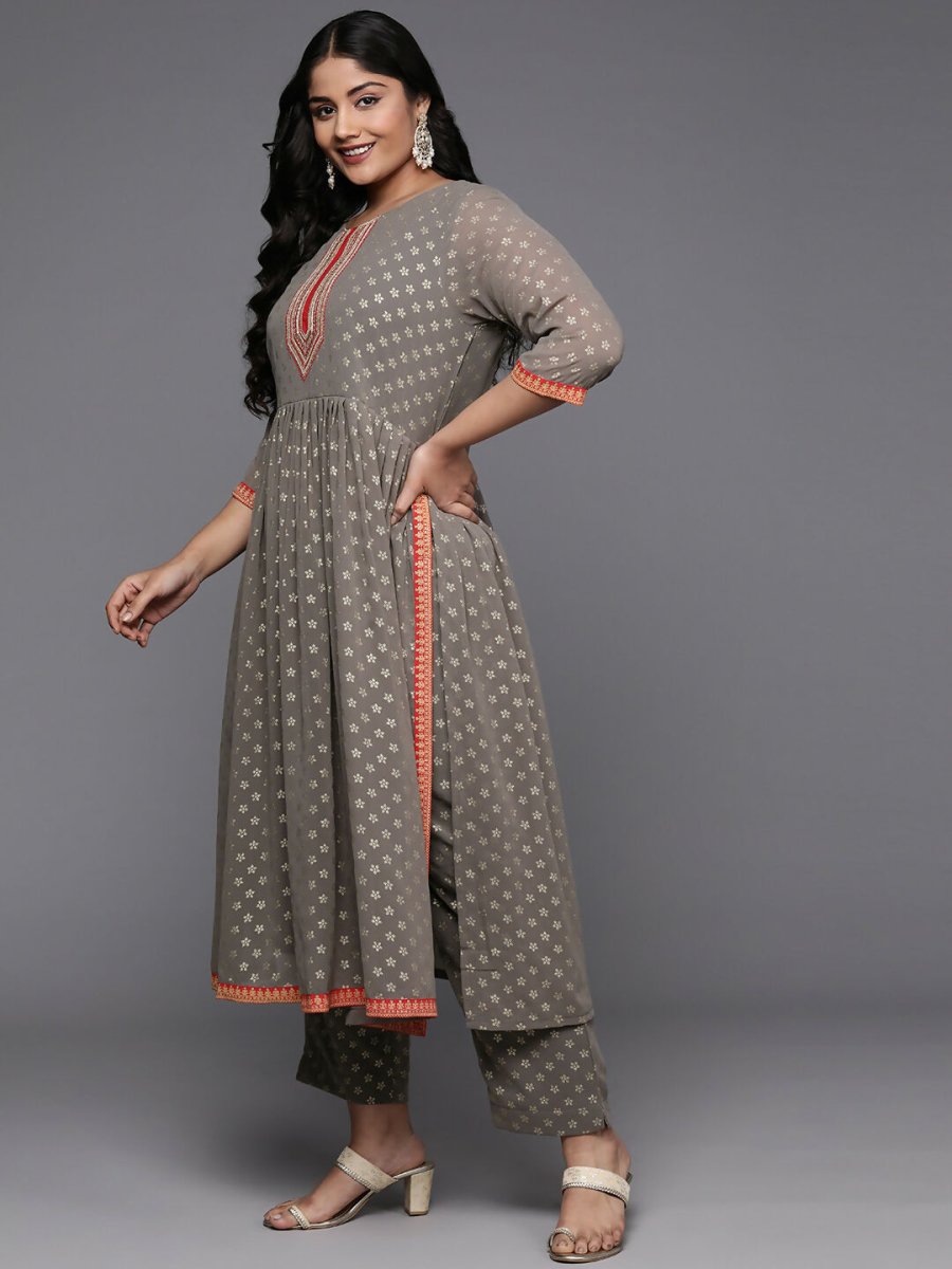 Ahalyaa Women's Traditional wear Kurta Set - Grey
