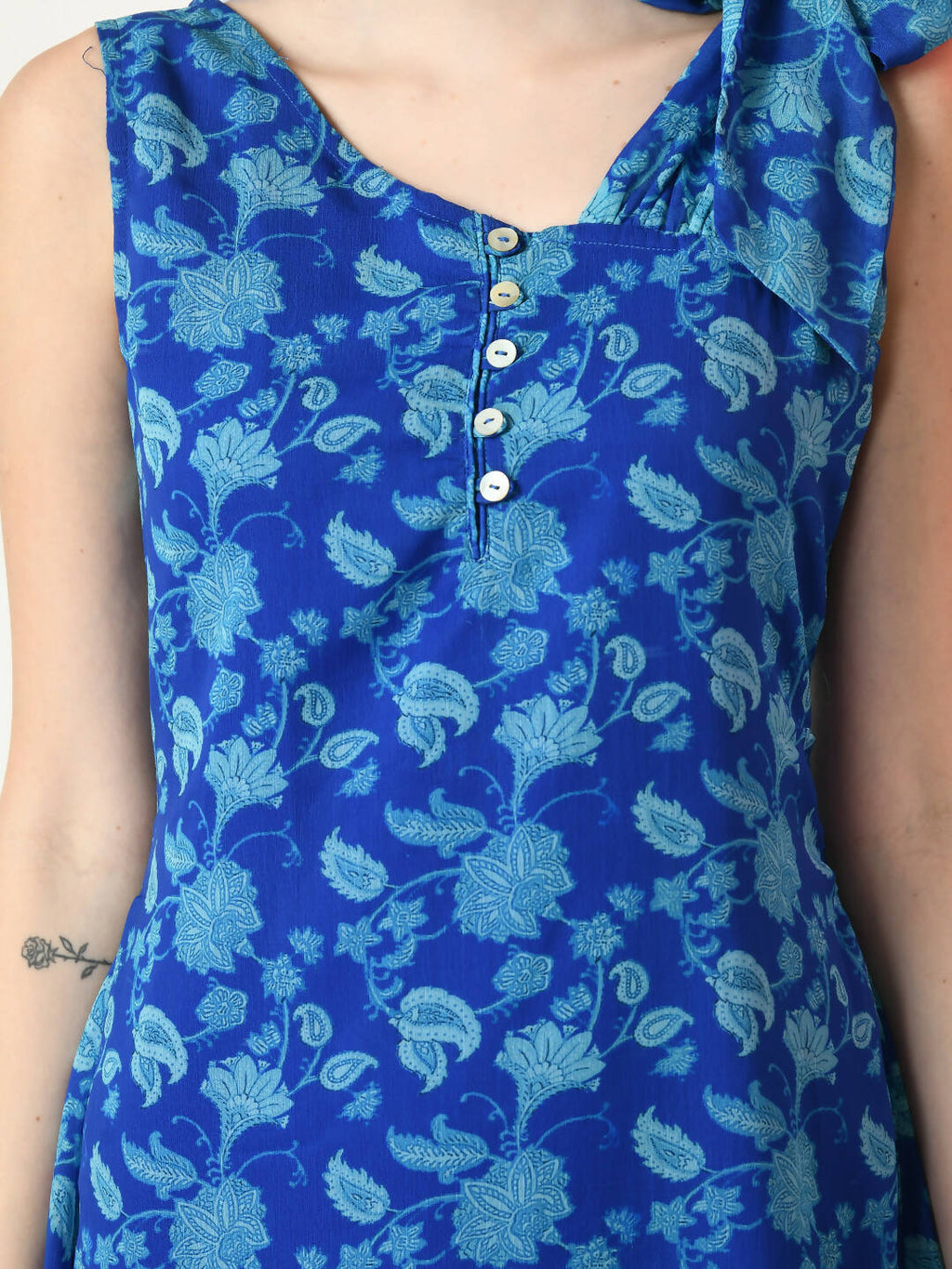 Myshka Women's Blue Fit and Flare Printed Dress
