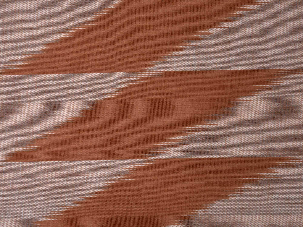 Light Brown and Blue Pochampally Ikat Cotton Handloom Saree with Triangle Pallu Design - Global Threads