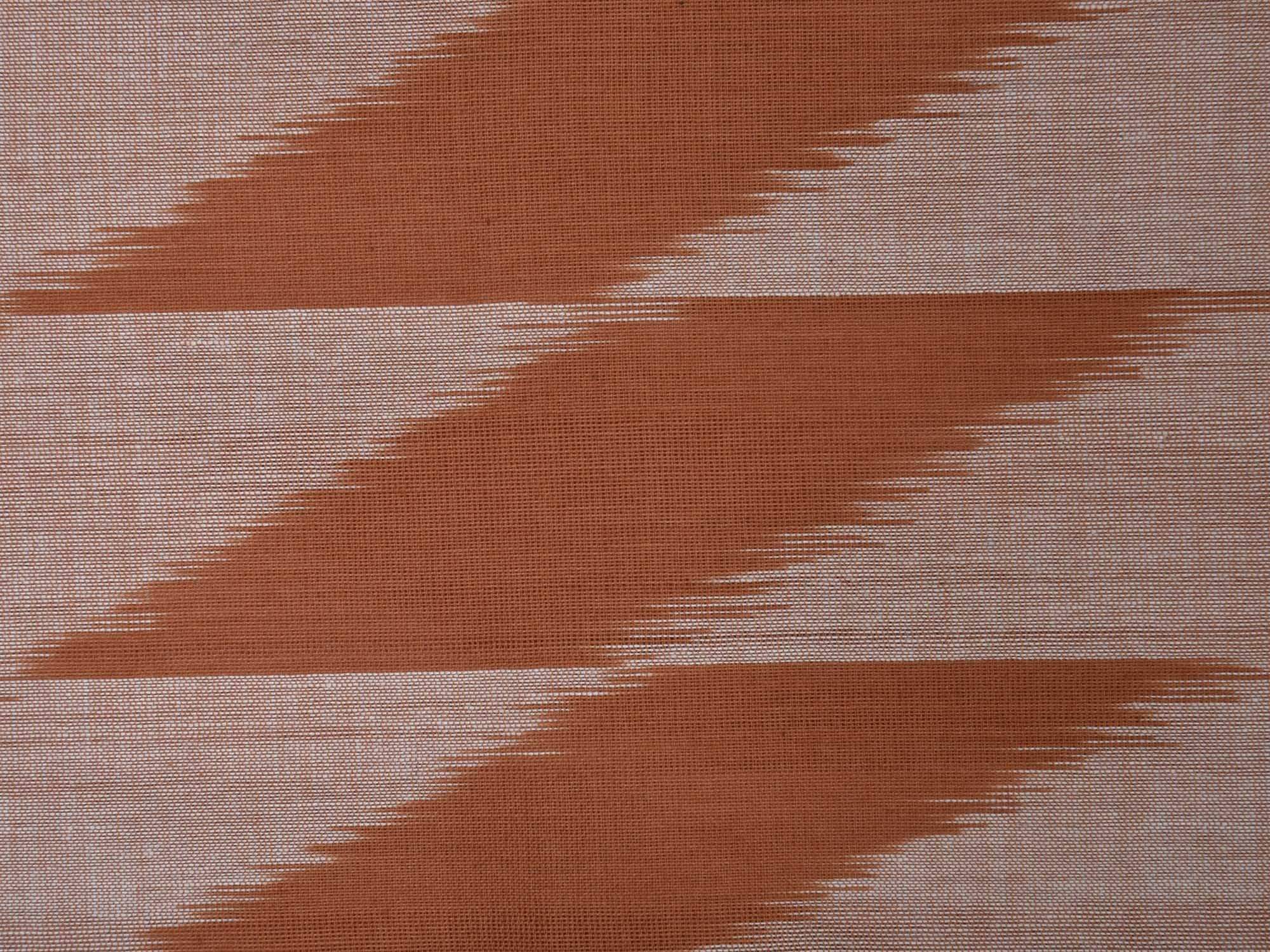 Light Brown and Blue Pochampally Ikat Cotton Handloom Saree with Triangle Pallu Design - Global Threads