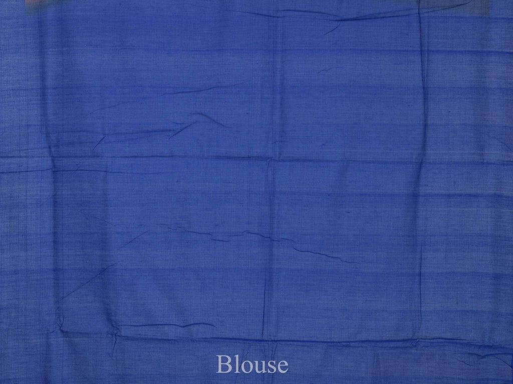 Light Brown and Blue Pochampally Ikat Cotton Handloom Saree with Triangle Pallu Design - Global Threads