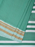 Light Green Bamboo Cotton Saree with Checks Design No Blouse - Global Threads