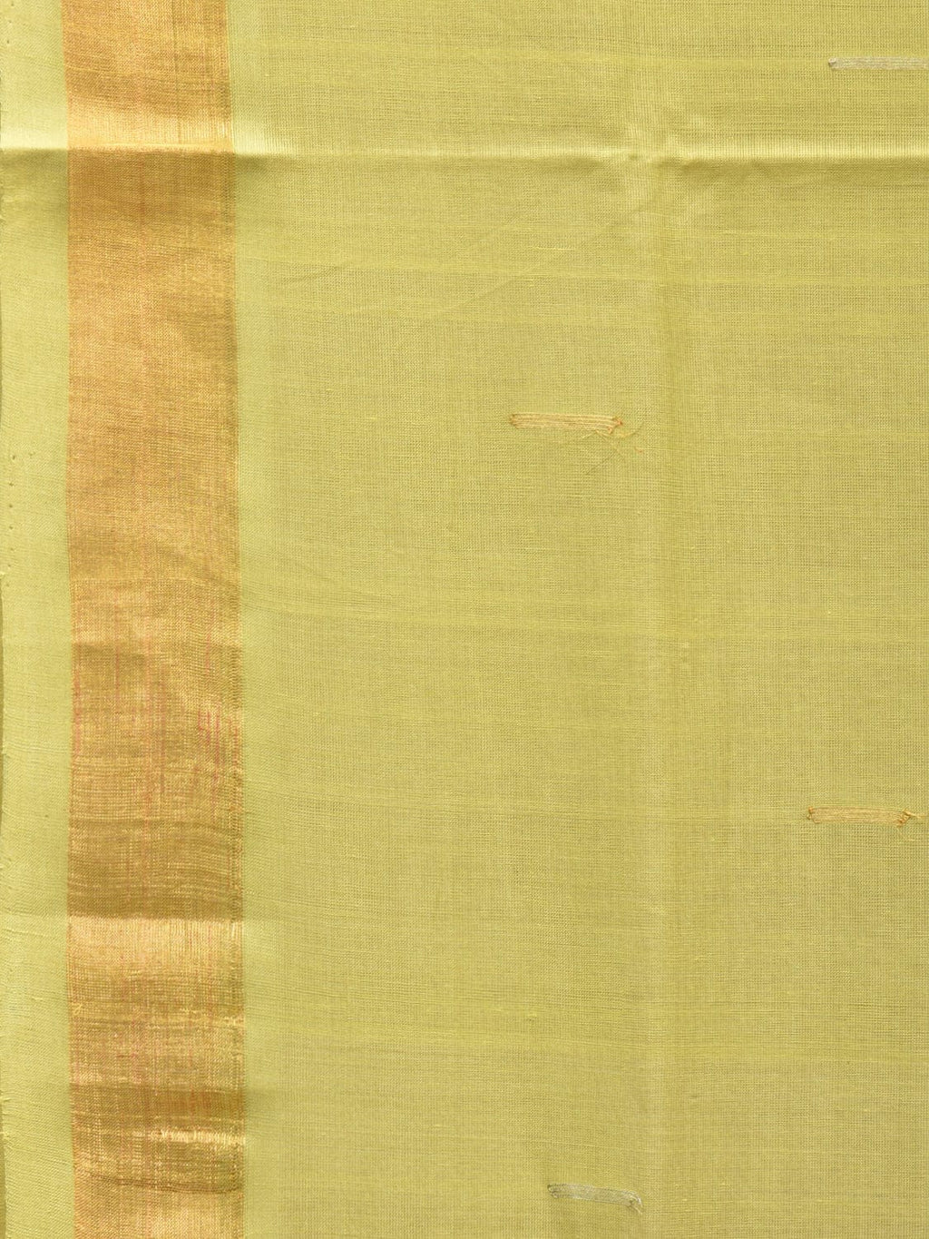 Light Green Khadi Cotton Handloom Saree with Buta and Strip Pallu Design - Global Threads