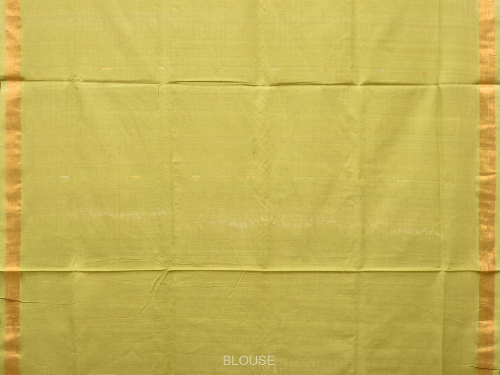 Light Green Khadi Cotton Handloom Saree with Buta and Strip Pallu Design - Global Threads