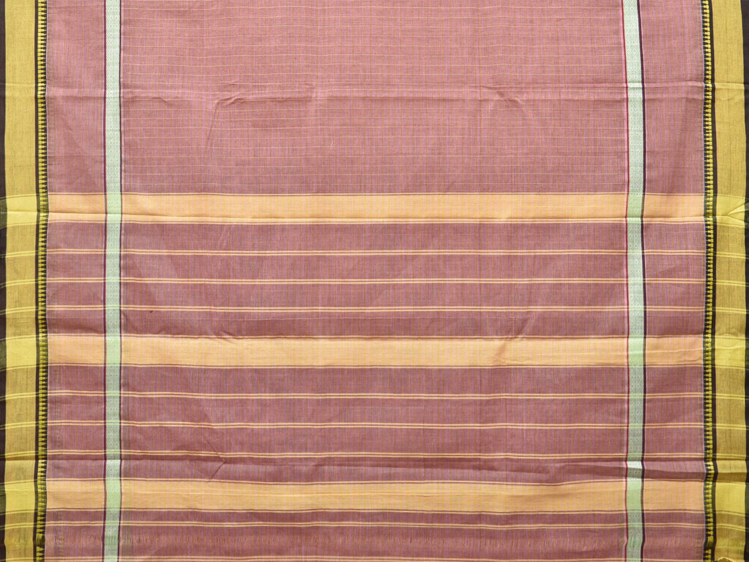 Light Mauve Narayanpet Cotton Handloom Saree with Checks and Big Border Design No Blouse - Global Threads