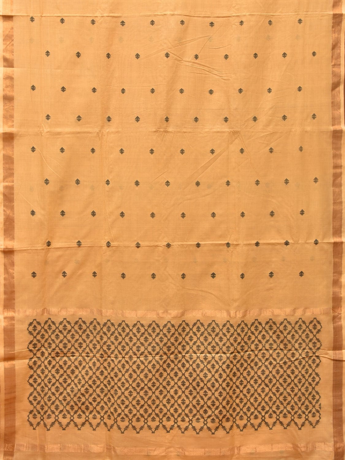 Light Yellow Uppada Cotton Handloom Saree with Jamdani Pallu Design - Global Threads