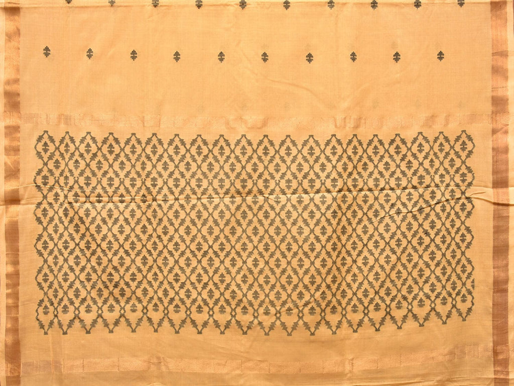 Light Yellow Uppada Cotton Handloom Saree with Jamdani Pallu Design - Global Threads