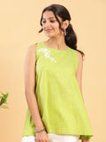 BohoJazz Lime Green Top with Motif