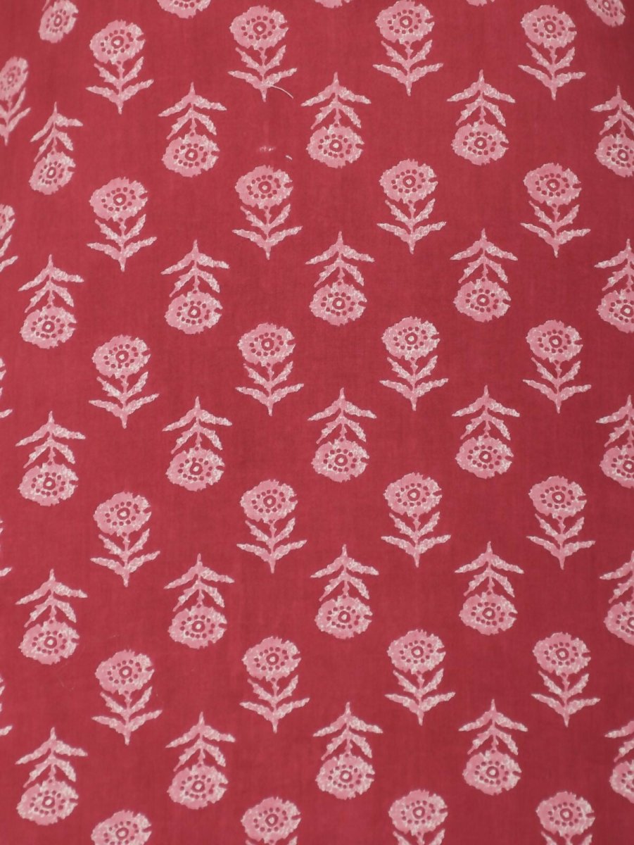 Aramya Straight Soft Cotton Block Print Women's Kurta Set - Pink