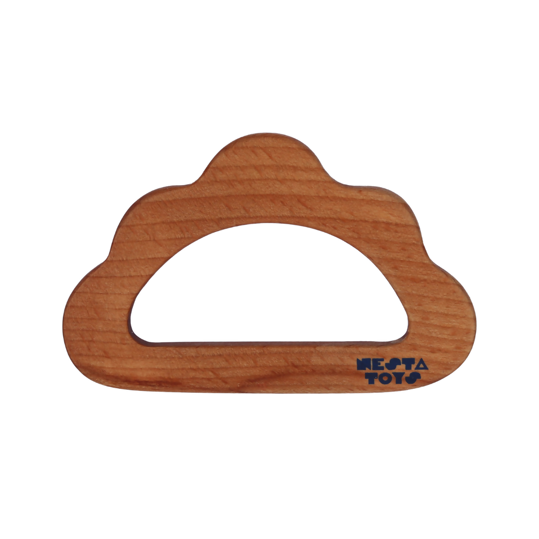 Nesta Toys Beech Wooden Cloud Teether, Baby Shower Gift, Newborn Toy (0-1.5 Years)