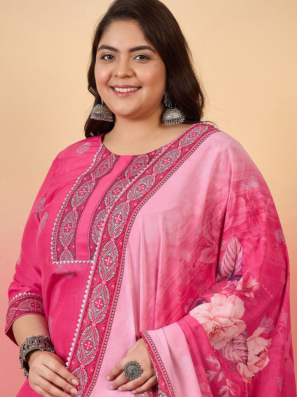 Sztori Women Floral Yoke Design Regular Kurta with Trousers & With Dupatta