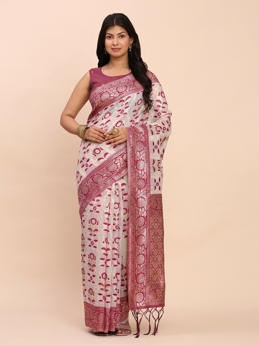 Shree Shyam Fashion Linen Cotton Purple Saree