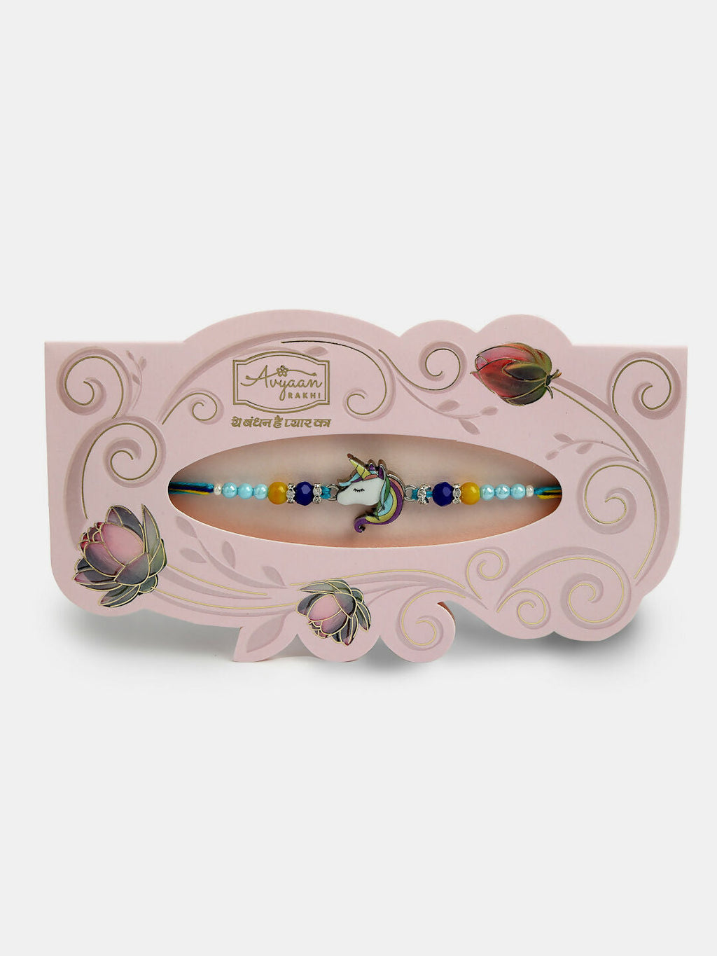 NVR Kids Set of 4 Multicolor Evil Eye & Artificial stone and beads Rakhi With Roli Chawal & Chocolate