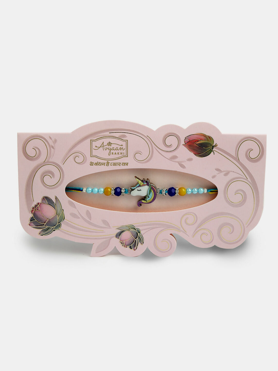 NVR Kids Set of 4 Multicolor Evil Eye & Artificial stone and beads Rakhi With Roli Chawal & Chocolate