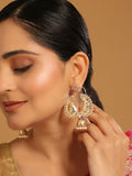 Nuyug 22K Gold Plated White Stone Studded Contemporary Mini Jhumki Dangler Earrings