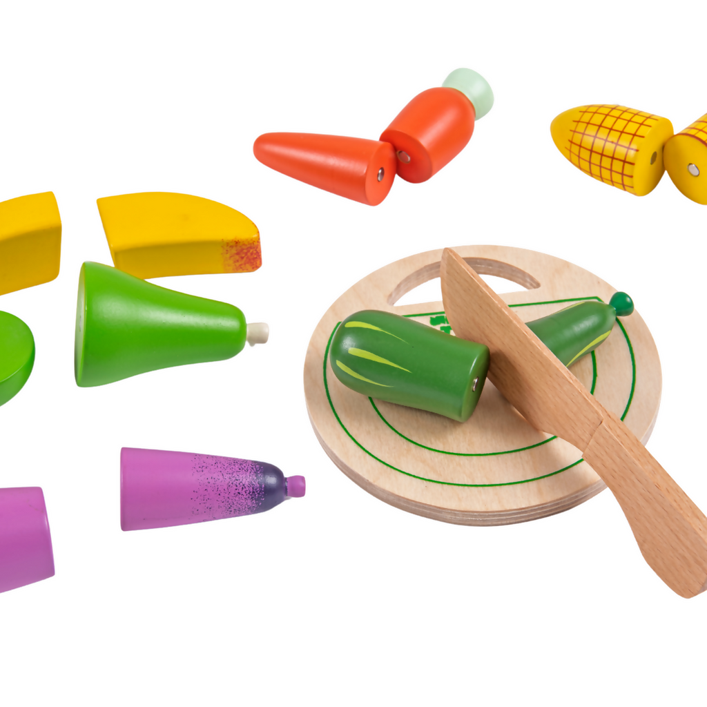Nesta Toys Wooden Vegetable and Fruit Toy Set, Pretend Play Food, Kitchen Set Toy (3+ Years)
