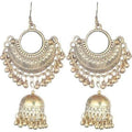 MS Fashion India Gold Color Half Moon Style Hanging Jhumkas With Mirror Earrings