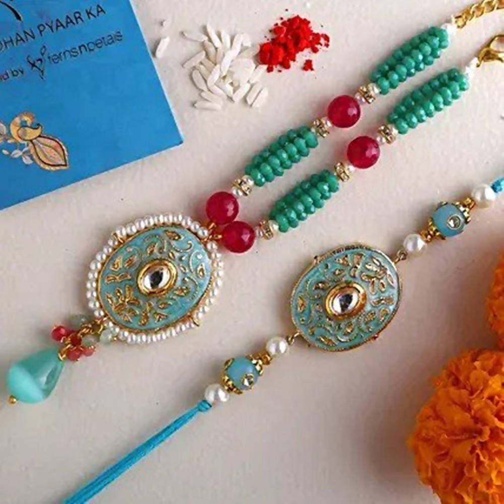 Meenakari Rakhi Set & Dairy Milk Silk