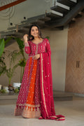 Prazu Fashion Pink Georgette With Zari & Sequins Gown