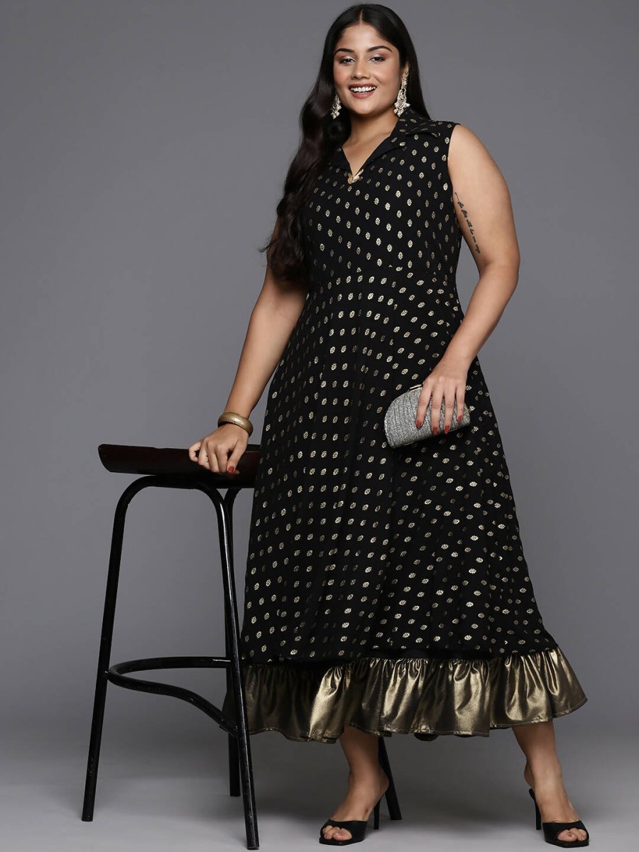 Ahalyaa Women's Traditional wear Ethnic Dress - Black