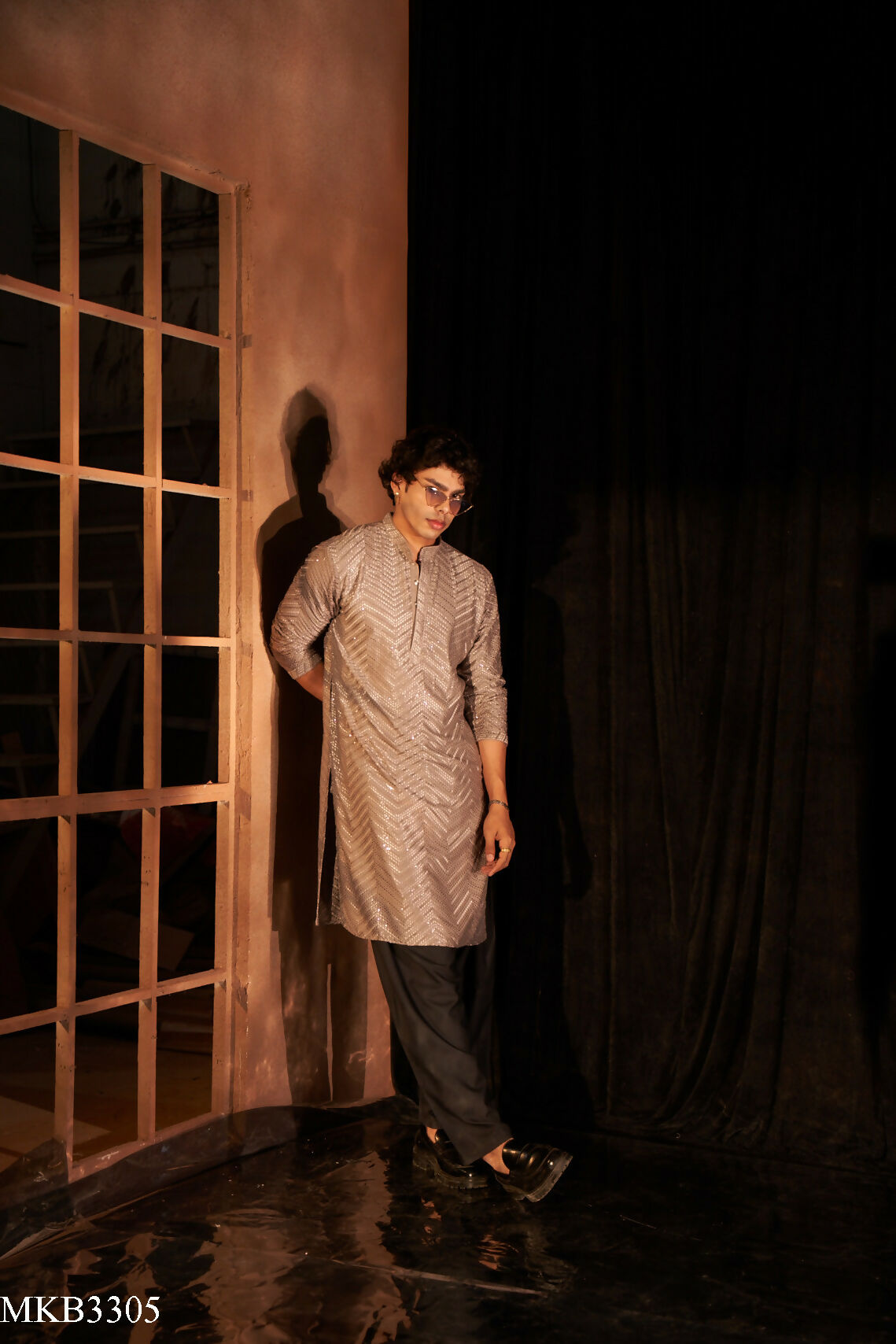 Grey Viscose Chikankari Embroidery Work Men's Kurta Set - Mahotsav