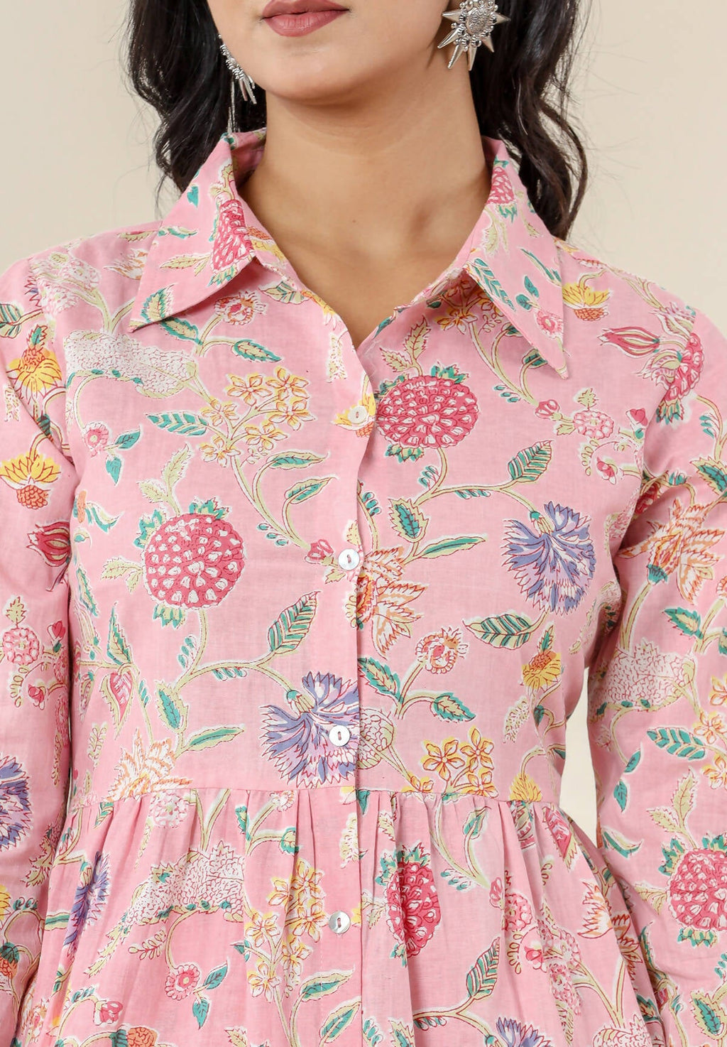 Kaajh Women's Baby Pink Printed Cotton Co-ord Set