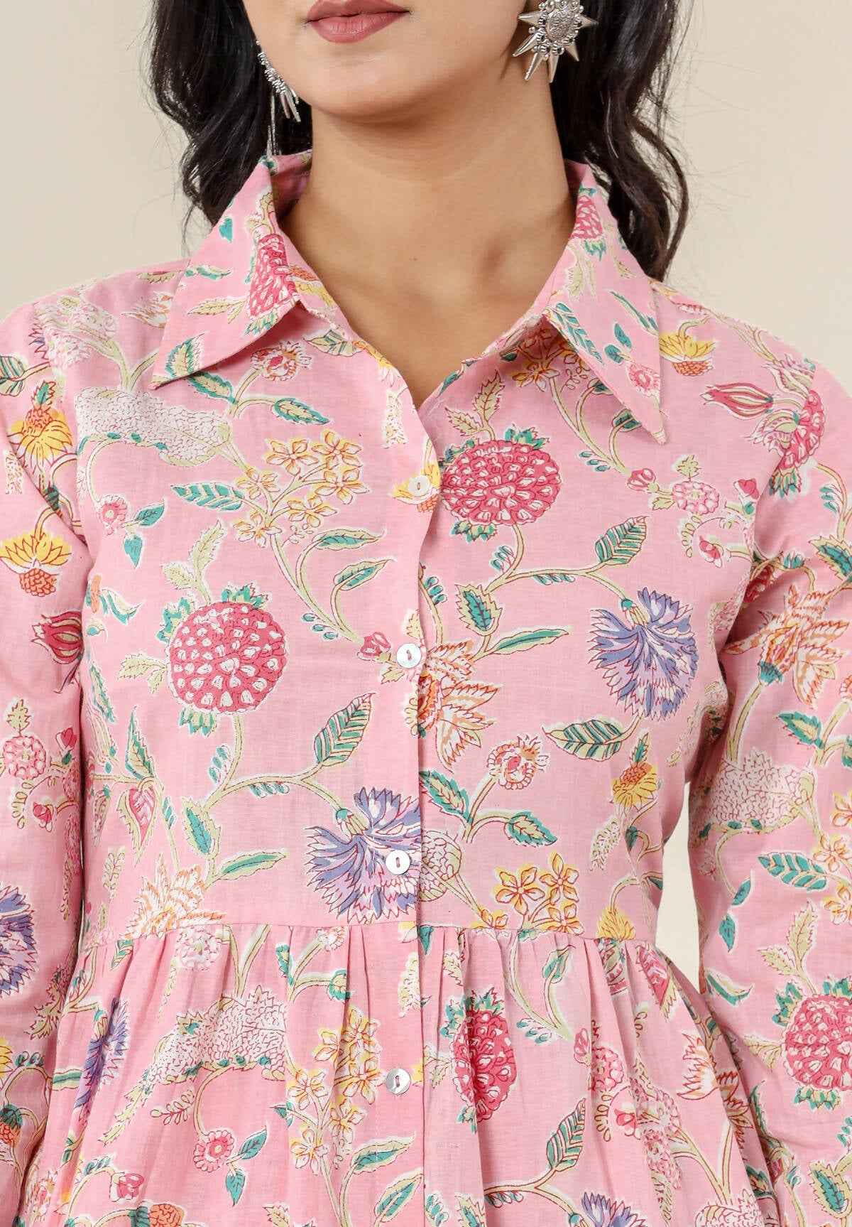 Kaajh Women's Baby Pink Printed Cotton Co-ord Set