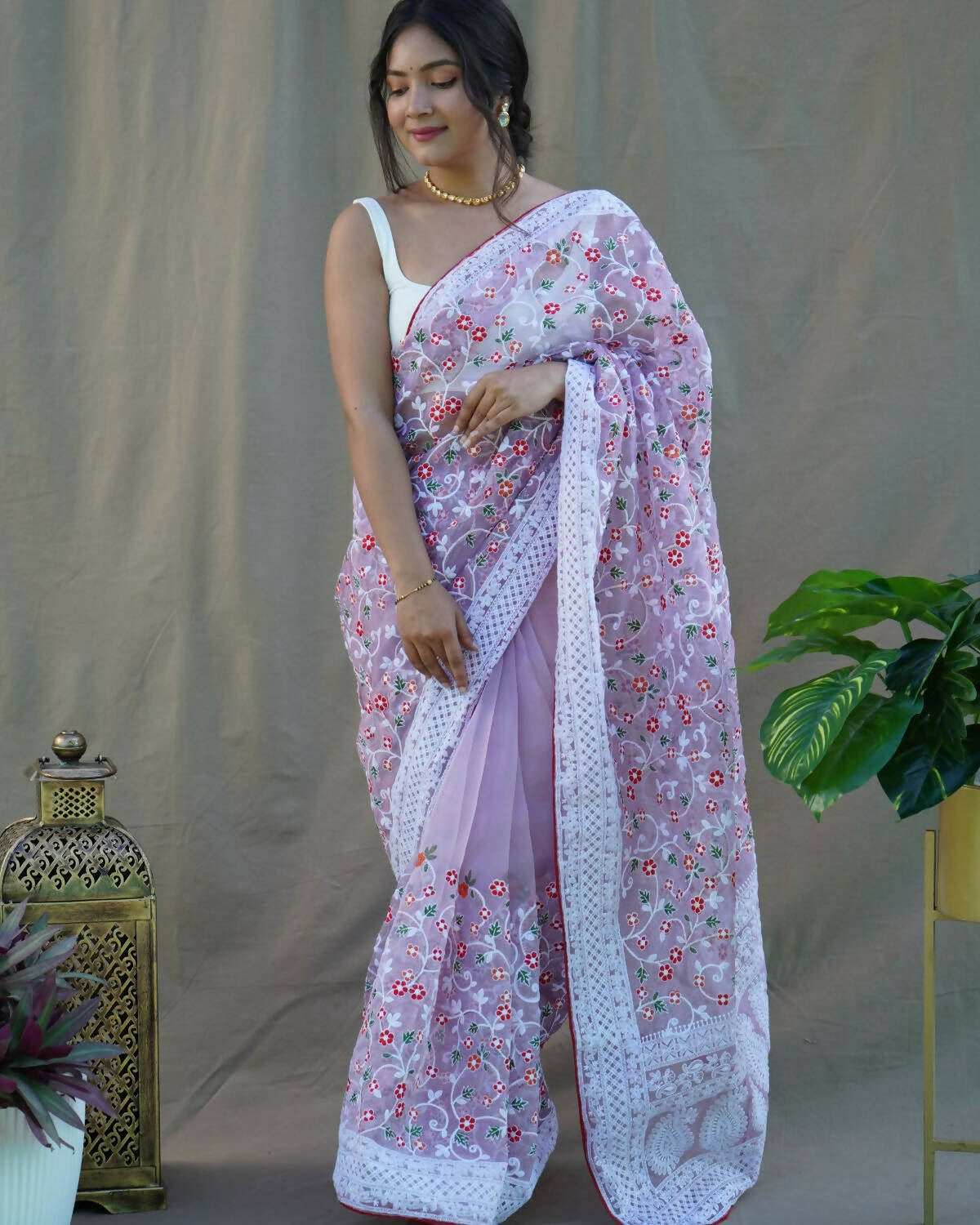 Vamsee Purple Organza Saree