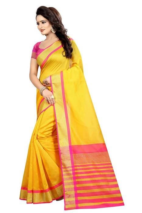 Vamika Yellow Cotton Silk Weaving Saree (MASTANI WAEVING SAREE)