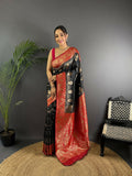 Joban Fashion Red Butti Banarasi Silk Sarees