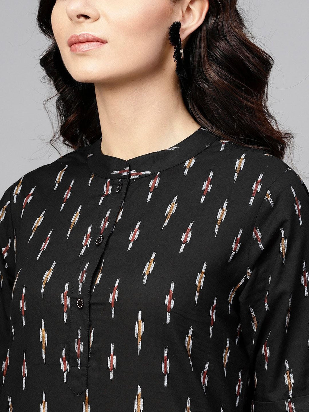 Antaran Black Pure Cotton Printed Kurta Pant Set