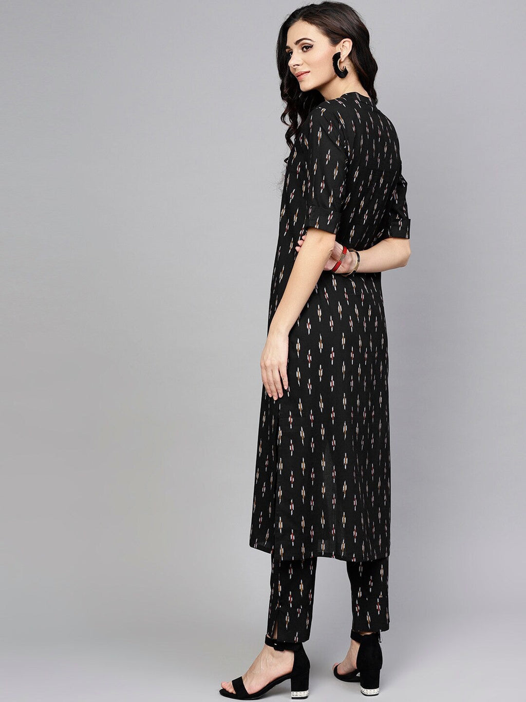 Antaran Black Pure Cotton Printed Kurta Pant Set