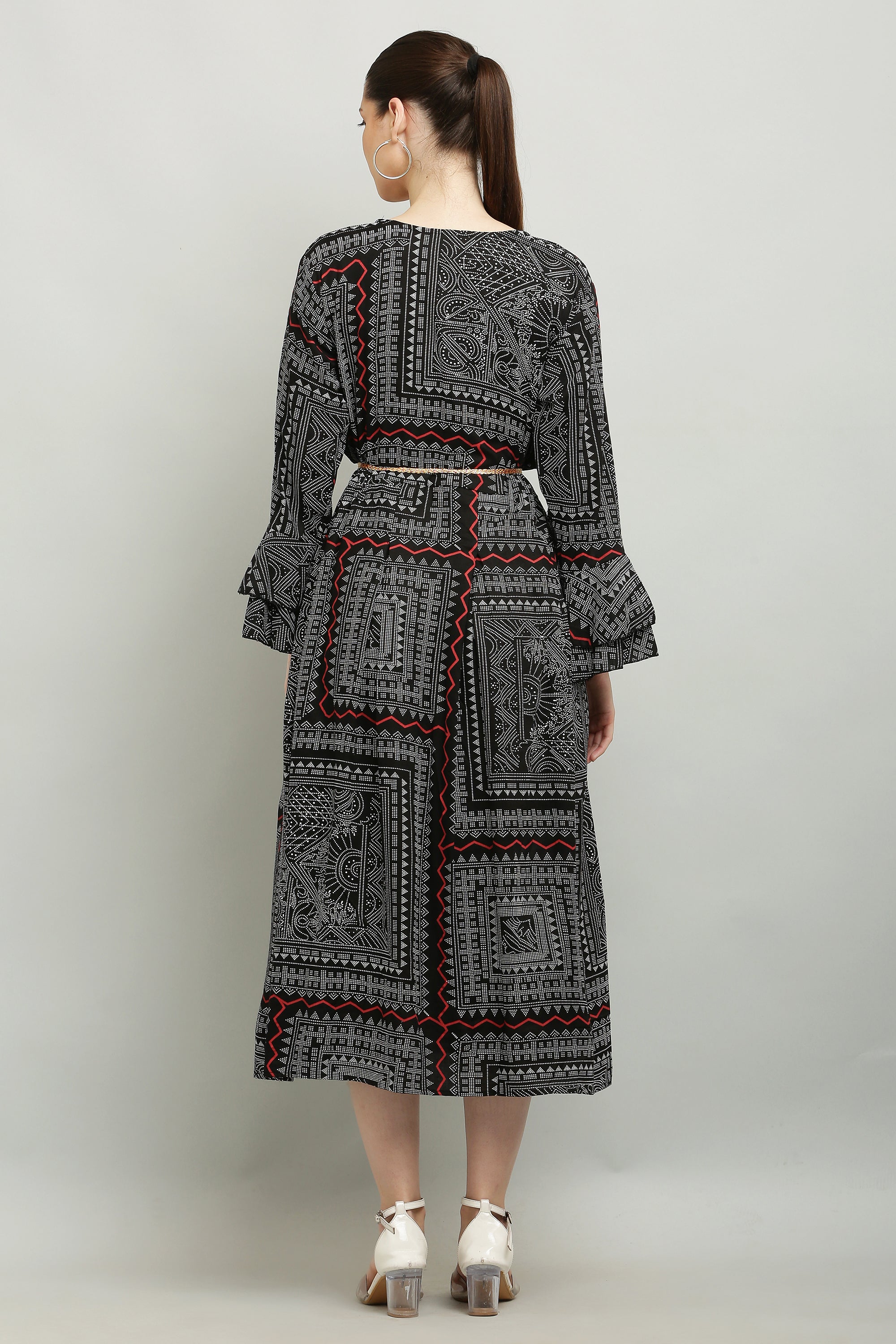 PAVONINE Black Color White Printed Kurta For Women