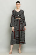 PAVONINE Black Color White Printed Kurta For Women