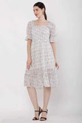 PAVONINE White Color Georgette Fabric Body Kansai Midi For Girls
