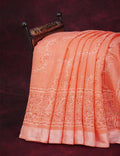 Mix of Peach and Orange Block Printed Semi Chanderi Saree By Gayathri Reddy Designer Studio